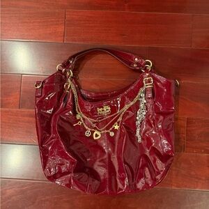 Vintage 90s Coach Red Patent Leather Tote Bag